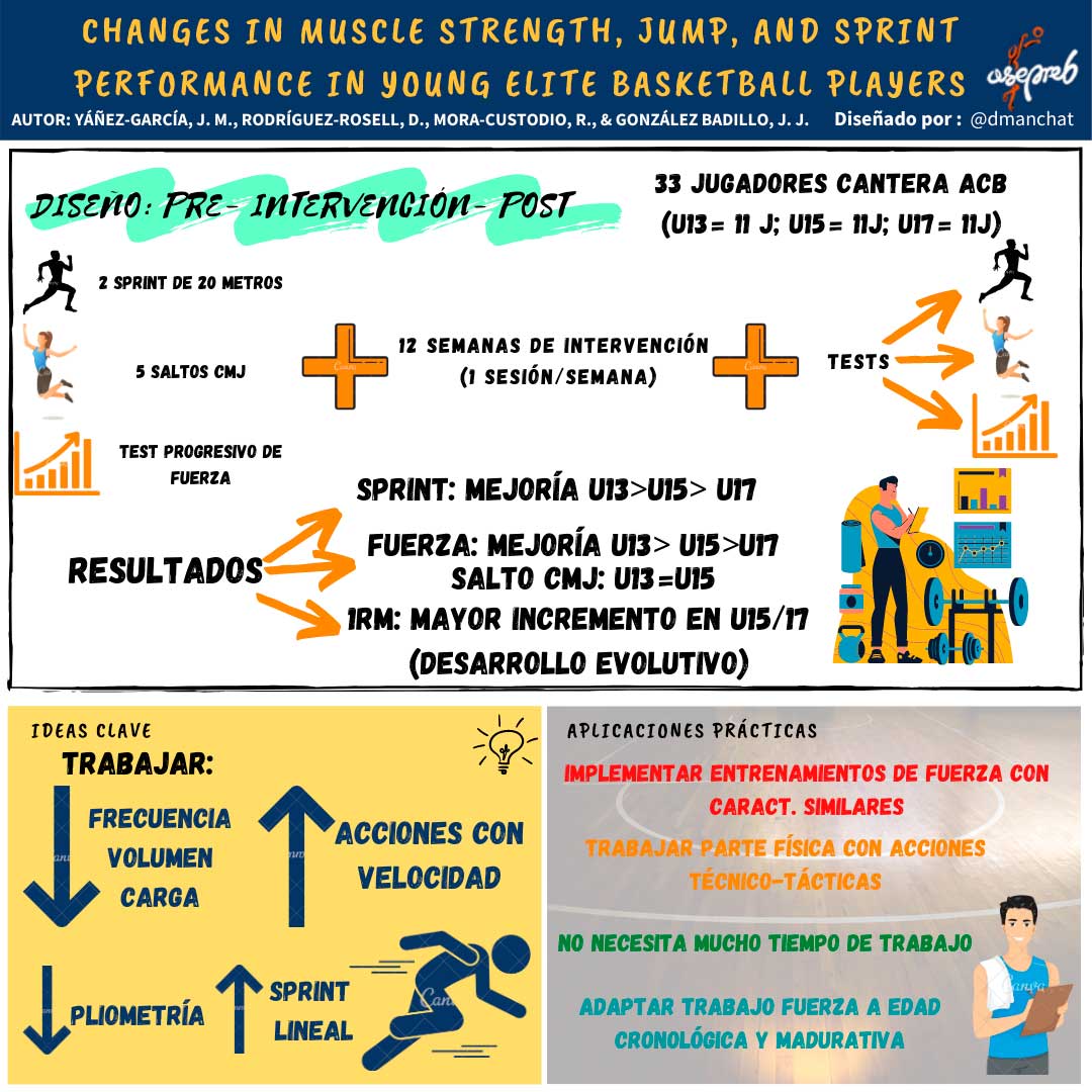 Infografía. Changes in muscle strength, Jump and Sprint Performance